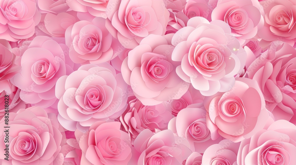 Pink Paper Roses Floral Background Pink Paper Roses Floral Background