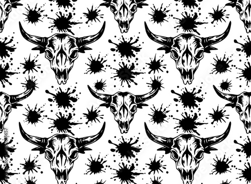 pattern design for laser tumbler, tumbler wrap 40 oz, from bull head skull