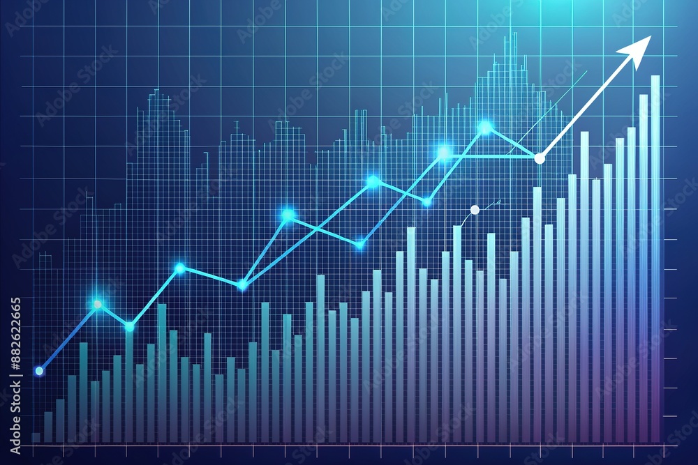 A graphically illustrated line chart displays rapid growth, showcasing a company's stock value ascending steadily over time, with subtle hues and modern design elements. A graphically illustrated line chart displays rapid growth, showcasing a company's stock value ascending steadily over time, with subtle hues and modern design elements.