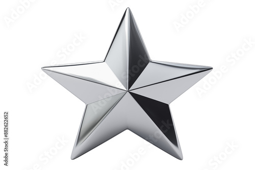 PNG cutout of 3D render silver full size star shiny metal symmetry on transparent background