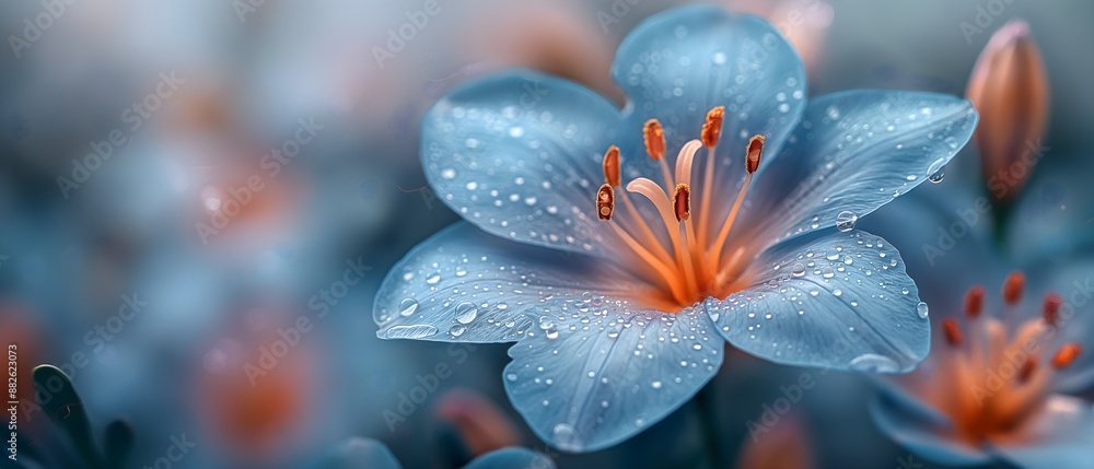 Leaf With Blue Petals. Illustration On The Theme Of Plants, Ecology And Climate. Generative AI Leaf With Blue Petals. Illustration On The Theme Of Plants, Ecology And Climate. Generative AI