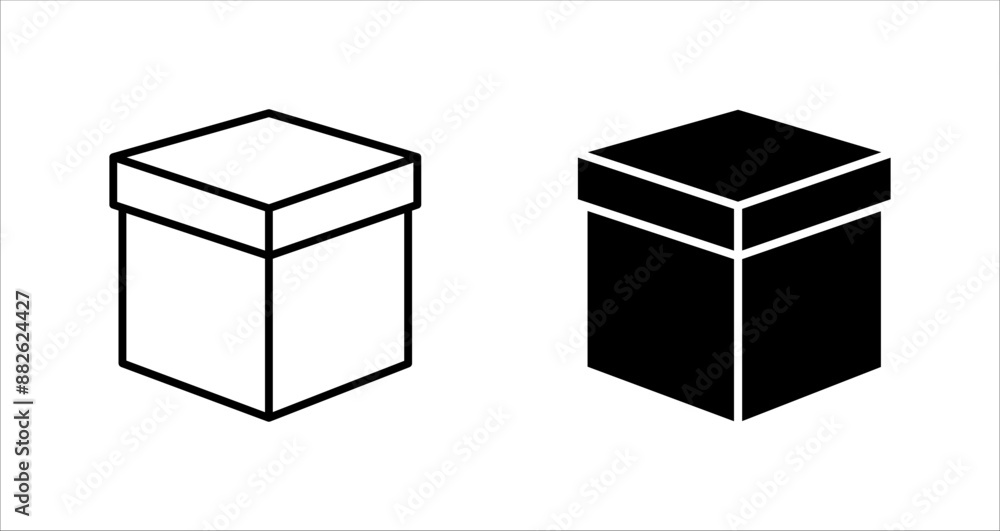 Simple delivery box icon set vectors illustration, on a white background. Simple delivery box icon set vectors illustration, on a white background.