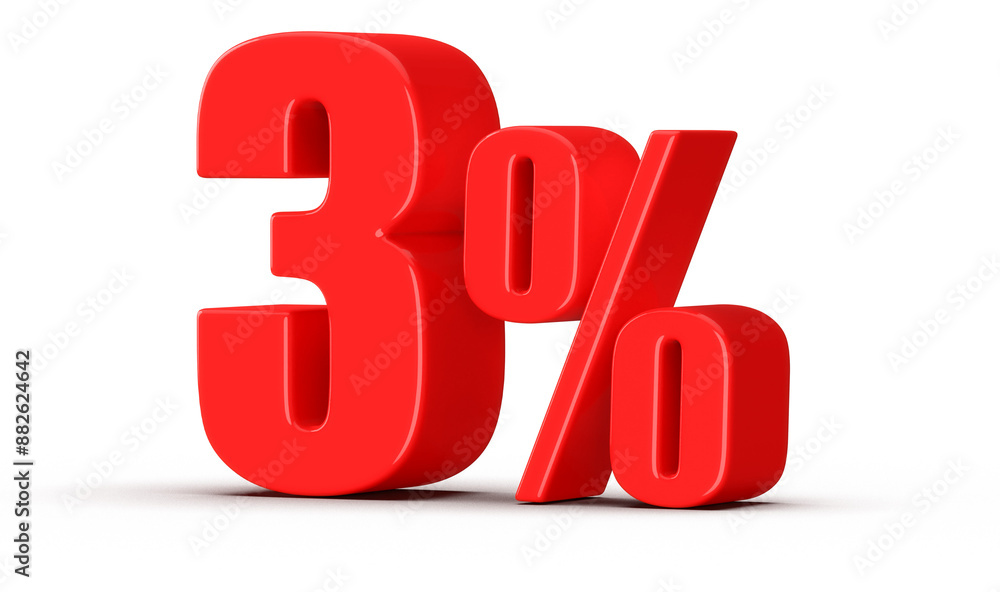 3 Percent Off Sale Red Number 3D 3 Percent Off Sale Red Number 3D