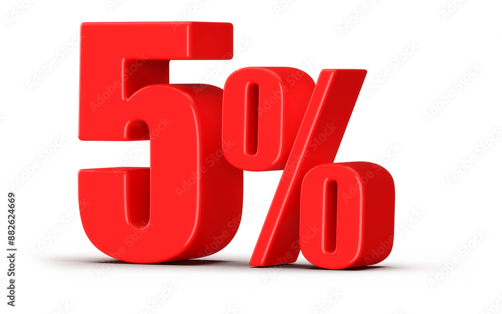 5 Percent Off Sale Red Number 3D 5 Percent Off Sale Red Number 3D