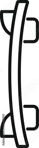 Simple line icon representing a curved car bumper, designed to protect the vehicle during parking maneuvers