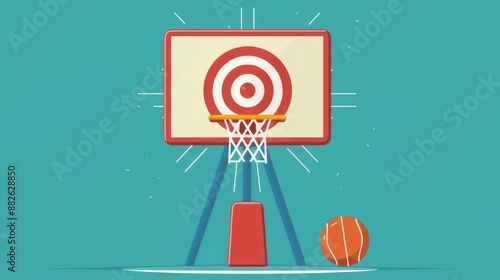 Basketball tournament, equipment target, flat design illustration photo