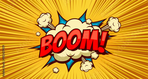 Comic Text BOOM speech bubble in Pop Art style