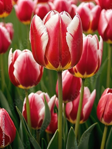 beautiful tulips flowers in the garden