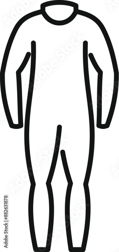 Simple black and white icon of a diving suit, perfect for representing scuba diving and underwater activities
