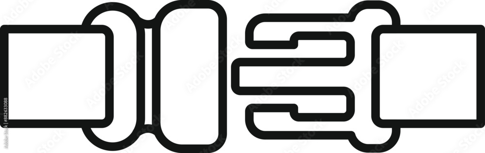 Line drawing of a simple seat belt buckle fastening, reminding of the importance of car safety Line drawing of a simple seat belt buckle fastening, reminding of the importance of car safety
