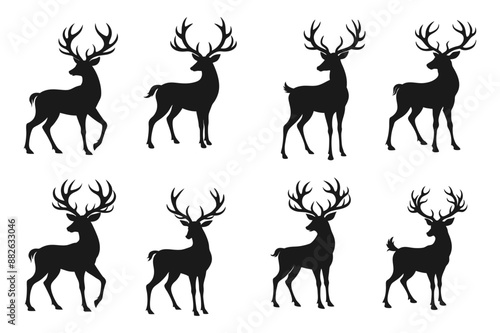 Deer logo icon silhouette vector with white background