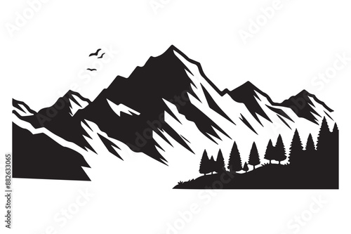 Mountain silhouette isolated vector illustration.