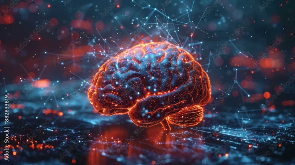 Human brain isolated 3D hologram illustrating a medical concept. Human brain isolated 3D hologram illustrating a medical concept.