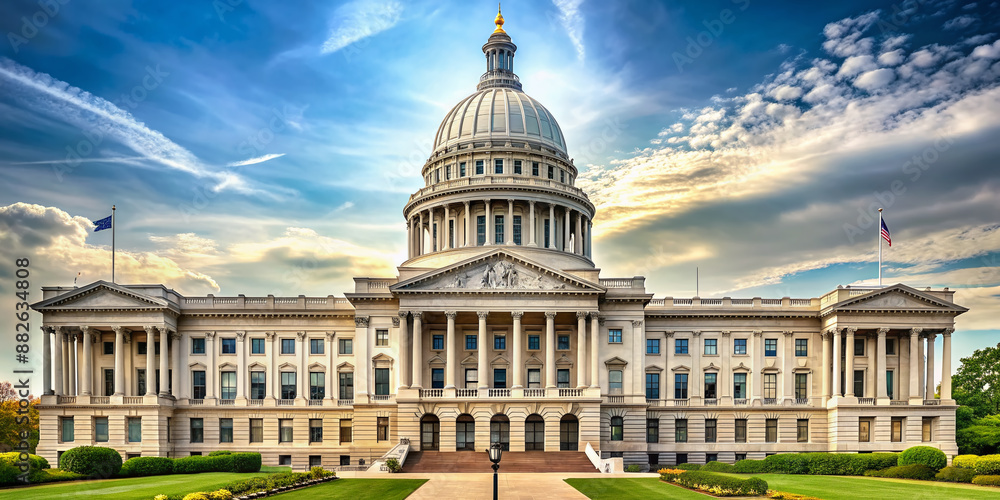 Majestic iconic government building with majestic dome and columns ...
