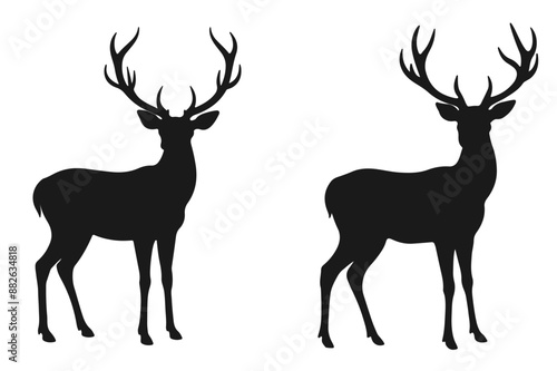 Deer logo icon silhouette vector with white background