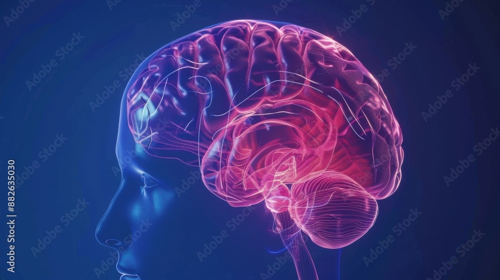 Human brain isolated 3D hologram illustrating a medical concept. Human brain isolated 3D hologram illustrating a medical concept.