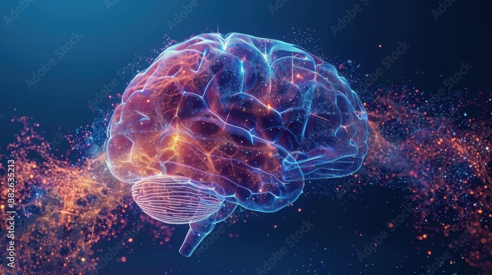 Human brain isolated 3D hologram illustrating a medical concept. Human brain isolated 3D hologram illustrating a medical concept.