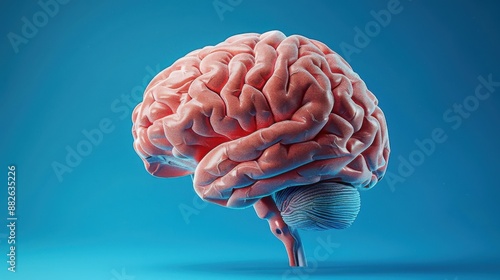 Human brain isolated 3D hologram illustrating a medical concept.