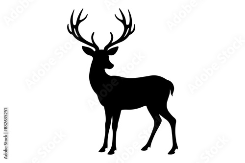 Deer logo icon silhouette vector with white background