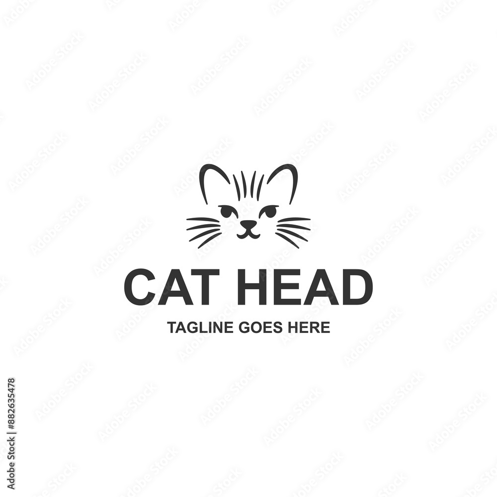 Simple cat head logo design vector isolated on white background Simple cat head logo design vector isolated on white background