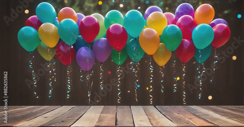 Stunning Birthday Background Featuring an Array of Bright Balloons and Radiant Confetti for a Cheerful Celebration
