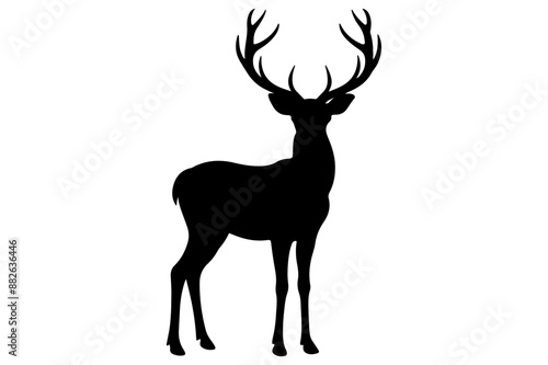 Deer logo icon silhouette vector with white background