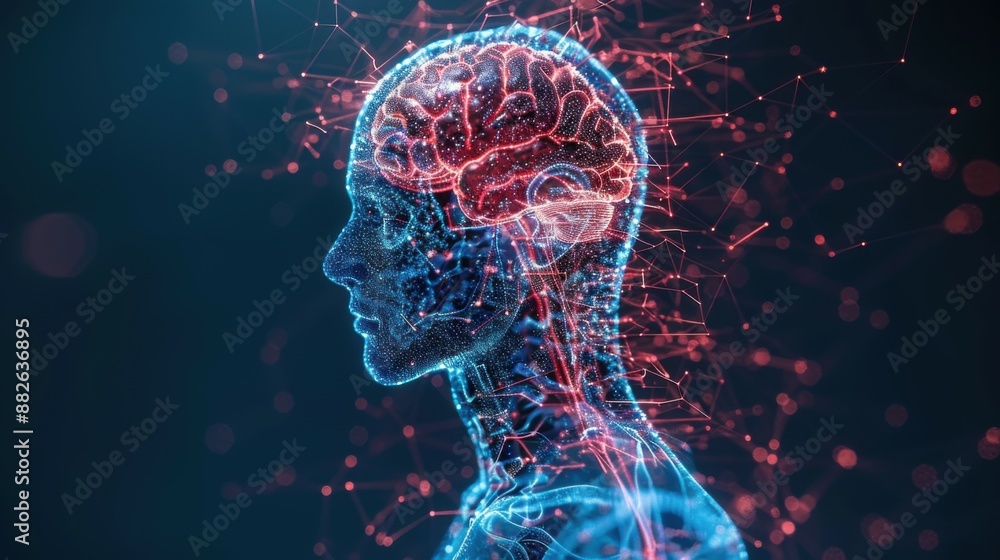 Human nervous system isolated 3D hologram. Human nervous system isolated 3D hologram.