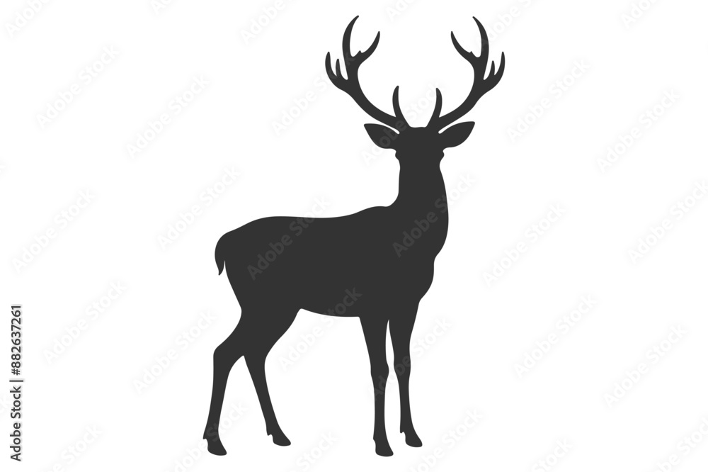 Fototapeta premium Deer logo icon silhouette vector with white background