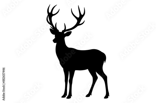Deer logo icon silhouette vector with white background