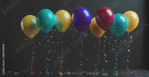 Festive Birthday Party Scene with an Explosion of Colorful Balloons and Radiant Confetti in the Background
