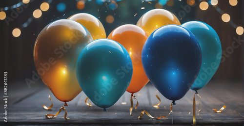 A stunning visual of a happy birthday greeting adorned with lifelike balloons in a stylish and sophisticated arrangement
