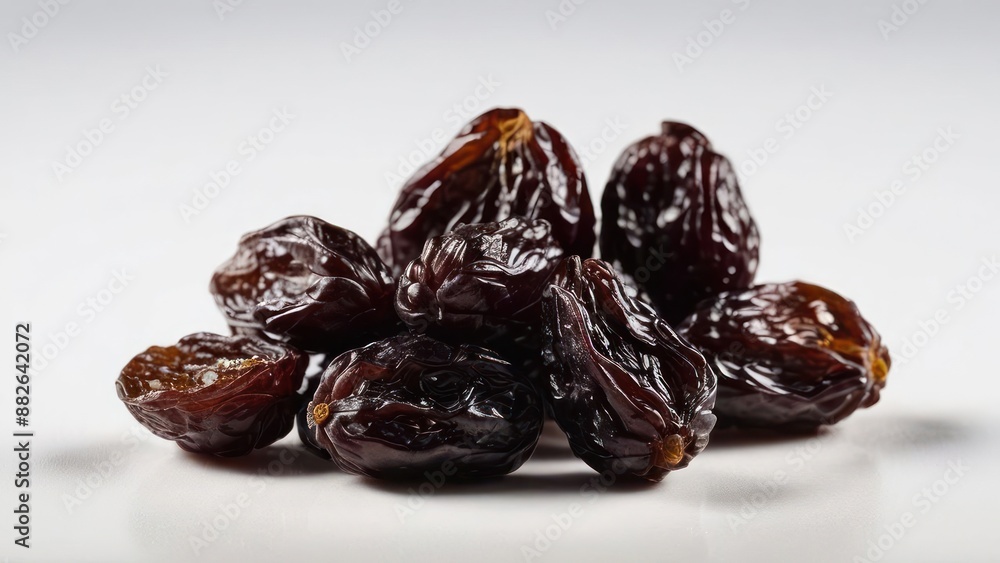 a close up of a pile of dried raisins on a white surface a close up of a pile of dried raisins on a white surface