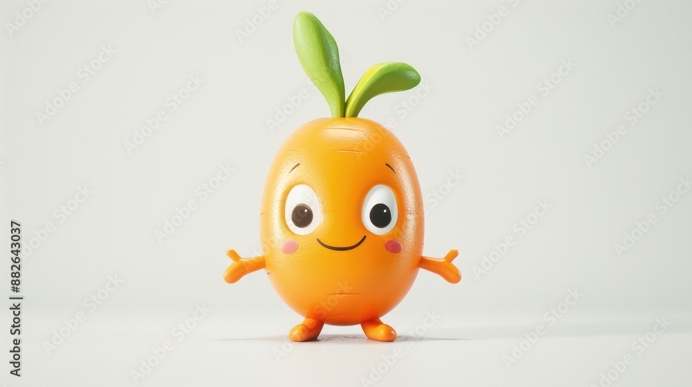 Cute Cartoon Carrot with Smiling Face Cute Cartoon Carrot with Smiling Face