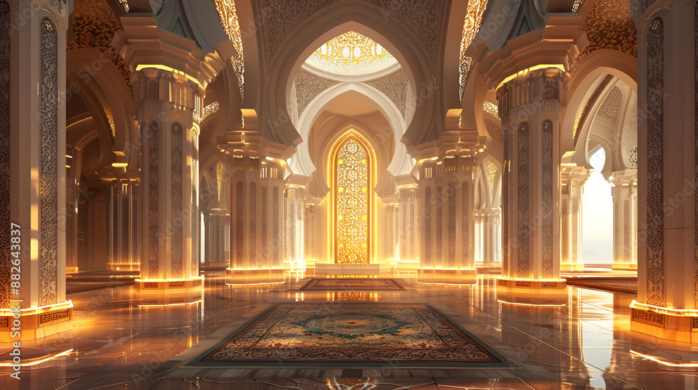Fototapeta premium amazing architecture design of muslim mosque ramadan concept. 