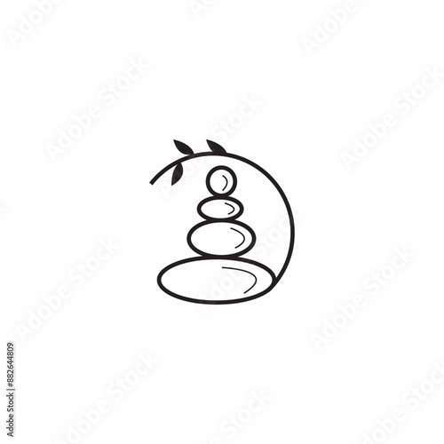 stone rock balancing logo design spa and wellness vector zen stone silhouette logo