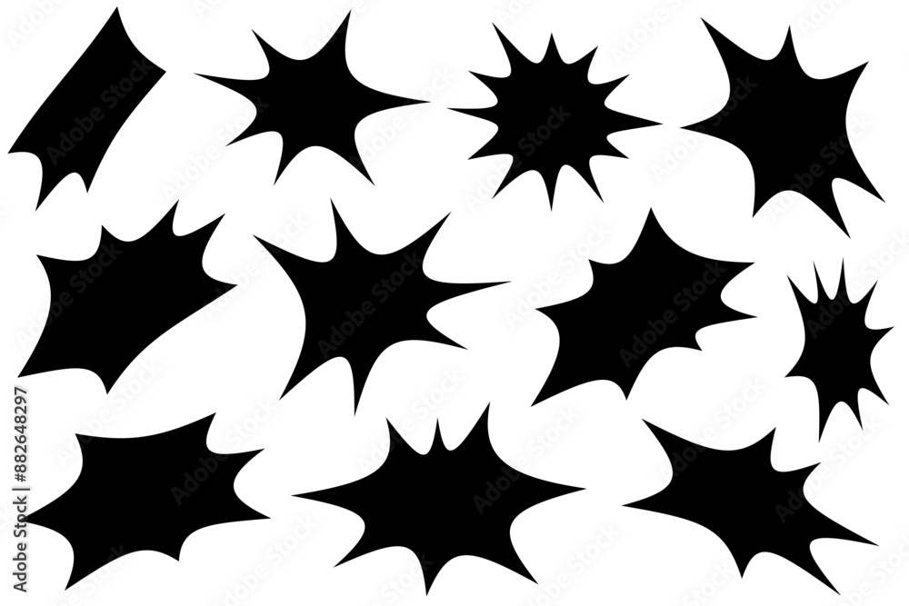 黒い爆弾形状のイラストセット 黒い爆弾形状のイラストセット