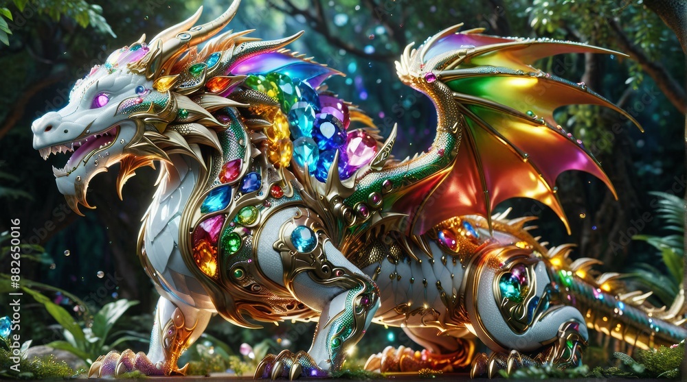 Fototapeta premium Radiant Gem-Encrusted Dragon