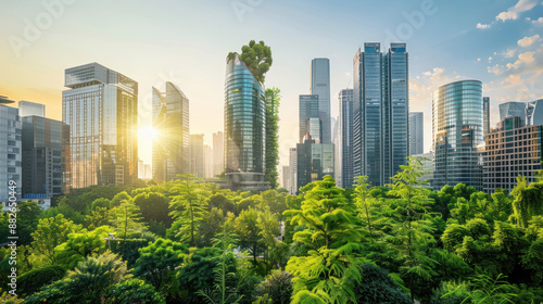 Green Cityscape with Modern Buildings. © SebuahKisah
