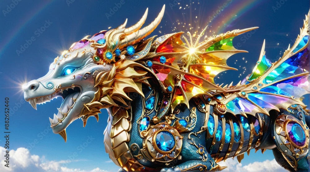 Obraz premium Radiant Rainbows Gem Dragon
