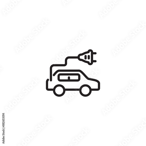 Electric car charge icon outline vector. City facility. Editable icon.