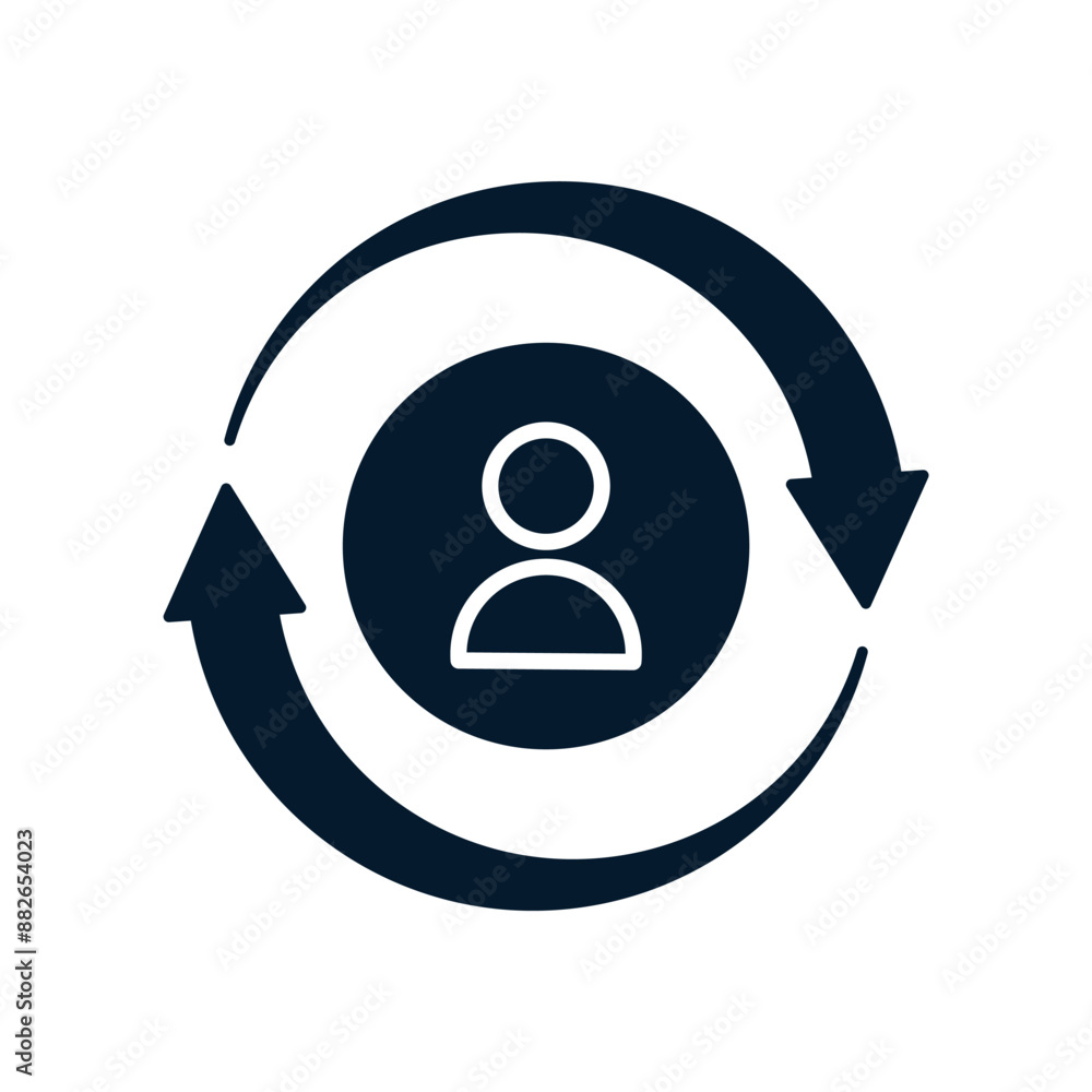 Concept of changing user account. Vector linear icon isolated on white background. Concept of changing user account. Vector linear icon isolated on white background.