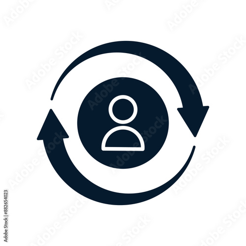 Concept of changing user account. Vector linear icon isolated on white background.