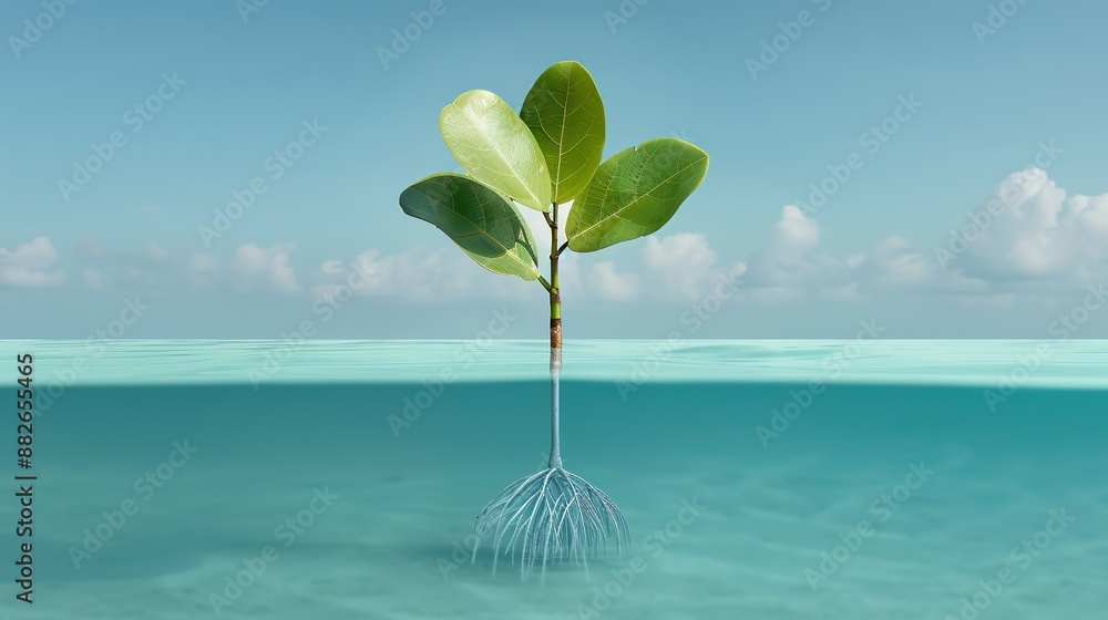 Graphic visualization of blue carbon ecosystems, such as mangroves and ...