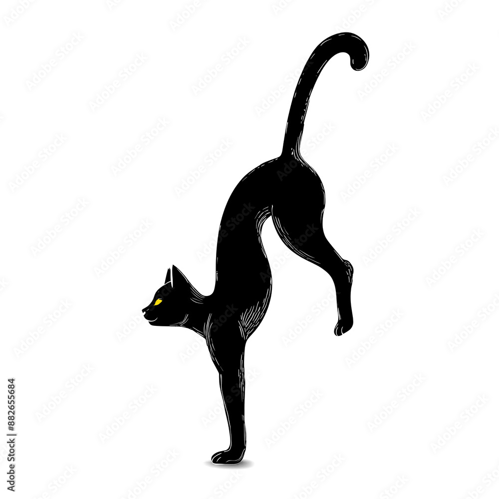 アクロバティックな黒猫のシルエットイラスト 白背景の切り抜き アクロバティックな黒猫のシルエットイラスト 白背景の切り抜き