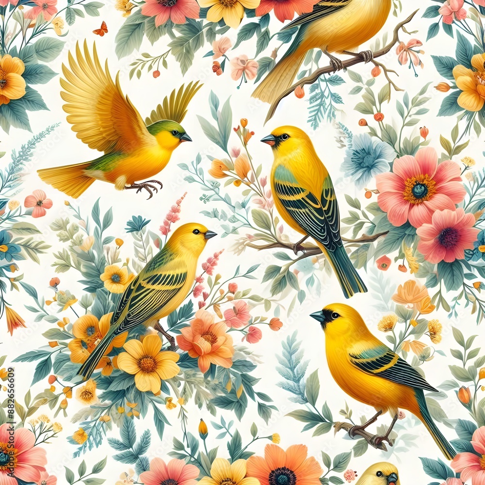 Fototapeta premium Colorful feathered yellow pattern design