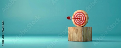 Business goal setting, wooden block target,