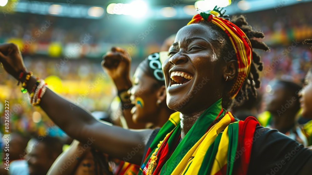 The essence of the excitement and passion that fills a soccer stadium during a thrilling match The essence of the excitement and passion that fills a soccer stadium during a thrilling match