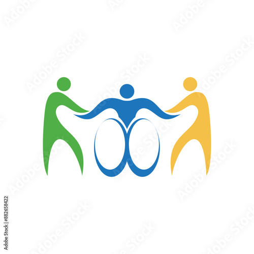 Modern Passionate Disability People Support In Wheel Chair Logo design vector Template