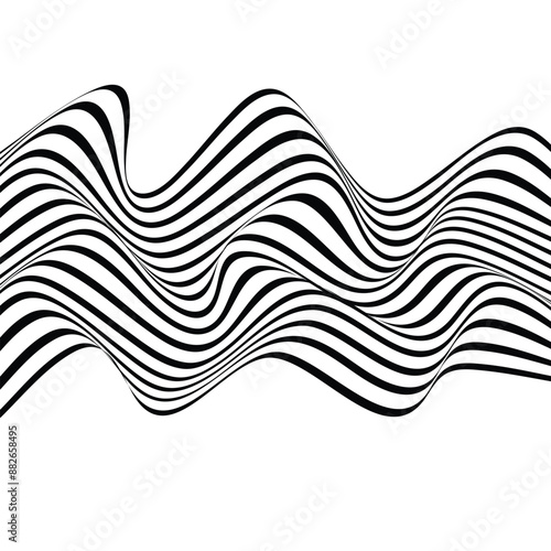 Abstract stripe wave lines. 3d optical art background. striped pattern with optical illusion