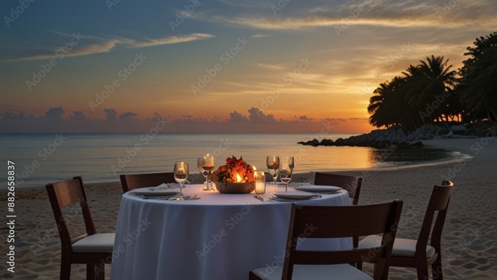 Fototapeta premium restaurant at sunset